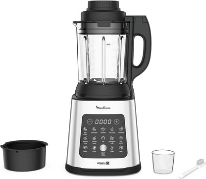 Moulinex PerfectMix Cook LM83SD – 1400 W Standmixer mit 10 Programmen, 2 L Glasbehälter, für heiße & kalte Rezepte, Touchscreen, leicht zu reinigen.