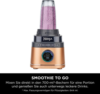Ninja 2-in-1 Detect Power Mixer Pro TB301EU (Schwarz/Kupfer) – 1200 W, Krug & Becher-Set, kraftvoller Mixer für Smoothies & Frozen Drinks.