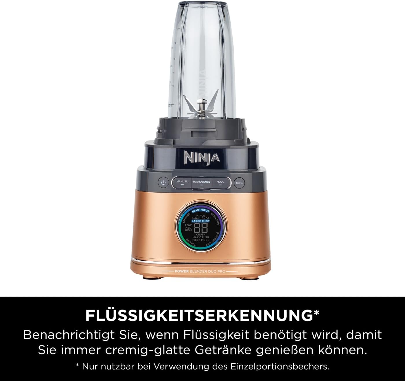 Ninja 2-in-1 Detect Power Mixer Pro TB301EU (Schwarz/Kupfer) – 1200 W, Krug & Becher-Set, kraftvoller Mixer für Smoothies & Frozen Drinks.