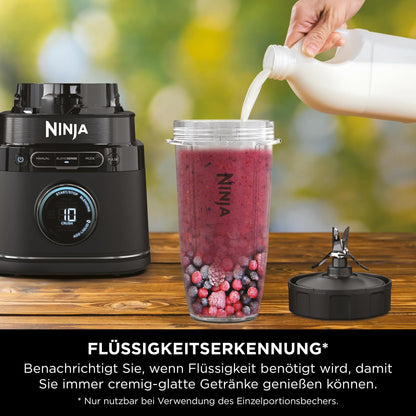 Ninja 2-in-1 Detect Power Mixer Pro TB301EU (Schwarz) – 1200 W, Krug & 2 Becher, für Smoothies, Frozen Drinks & Gemüse, Auto-IQ-Technologie.