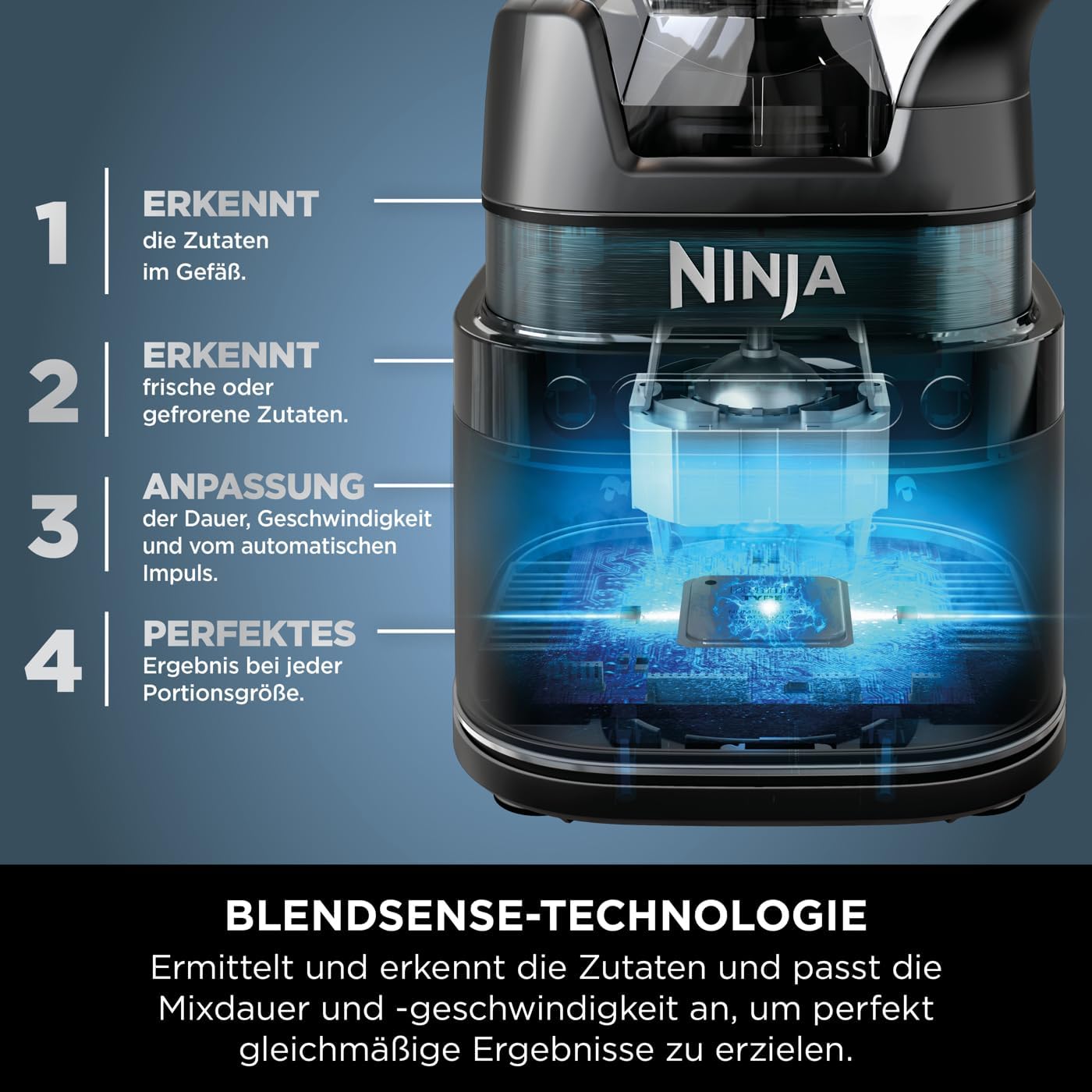 Ninja 2-in-1 Detect Power Mixer Pro TB301EU (Schwarz) – 1200 W, Krug & 2 Becher, für Smoothies, Frozen Drinks & Gemüse, Auto-IQ-Technologie.
