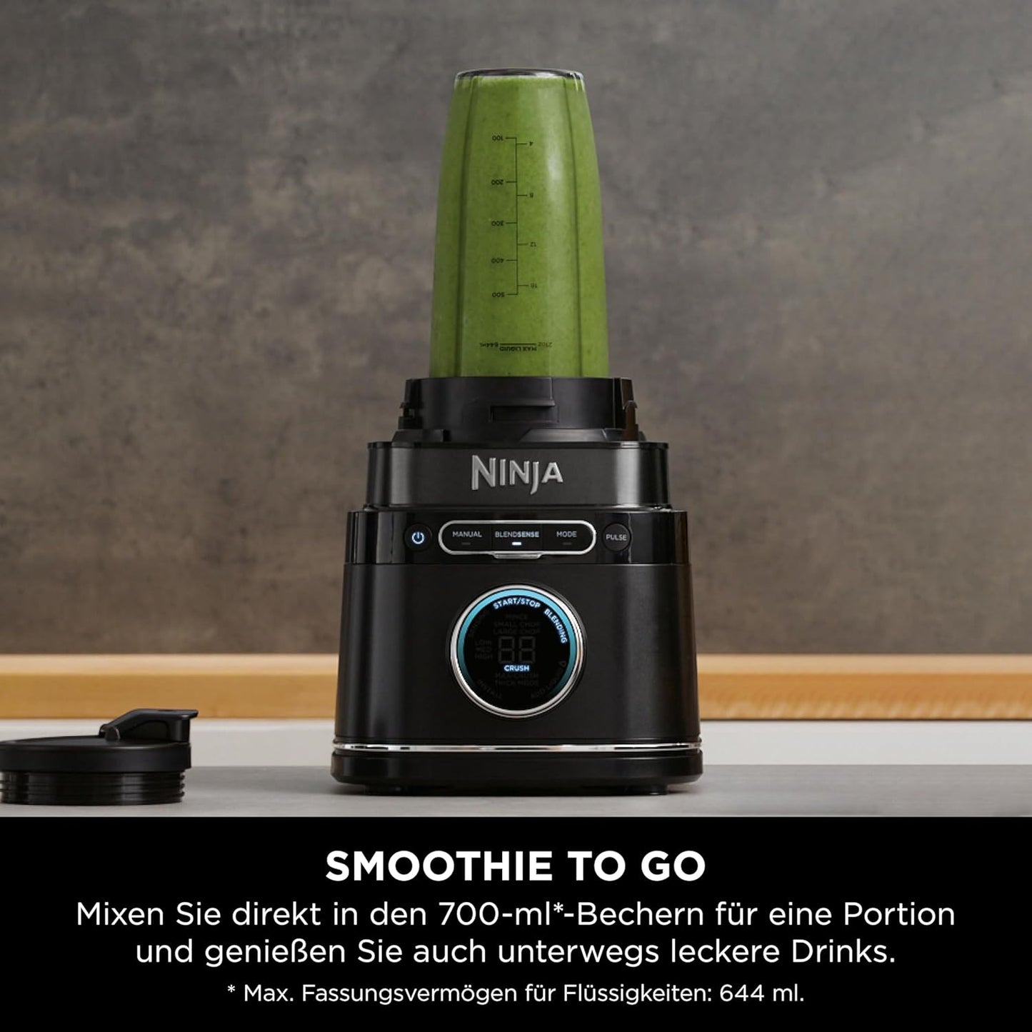 Ninja 3-in-1 Detect Power Blender Processor Pro TB401EU – 1200 W, Krug, Becher & Knethaken, für Teig, Mixen & Hacken, Auto-IQ-Steuerung.