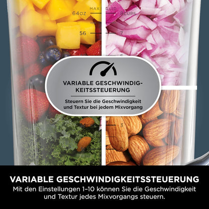 Ninja 3-in-1 Detect Power Blender Processor Pro TB401EU – 1200 W, Krug, Becher & Knethaken, für Teig, Mixen & Hacken, Auto-IQ-Steuerung.