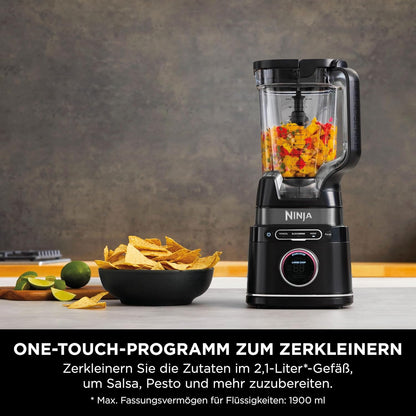 Ninja 3-in-1 Detect Power Blender Processor Pro TB401EU – 1200 W, Krug, Becher & Knethaken, für Teig, Mixen & Hacken, Auto-IQ-Steuerung.